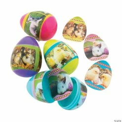 Flash Sale 😉 2 1/2" Baby Animal Sticker-Filled Plastic Easter Eggs - 24 Pc. 🔥