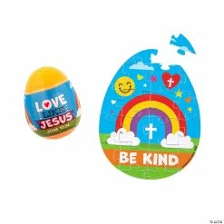 Deals ⌛ 2 1/2" Be Kind Puzzle-Filled Plastic Easter Eggs - Set of 12 🧨