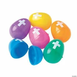 Wholesale 🛒 2 1/2" Bulk Bright Plastic Easter Eggs with Cross - 144 Pc. 🥰
