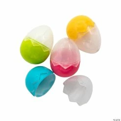 Discount 🎁 2 1/2" Cracked Clear Plastic Easter Eggs - 12 Pc. 👍