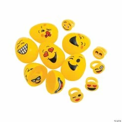 Hot Sale 💯 2 1/2" Emoji Ring-Filled Plastic Easter Eggs - 12 Pc. 💯