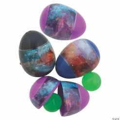 Best Pirce ✔️ 2 1/2" Galaxy Glow-in-the-Dark Bouncy Ball-Filled Plastic Easter Eggs - 12 Pc. 🤩