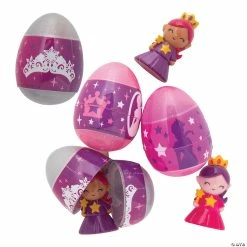 New ✔️ 2 1/2" Glitzy Princess Toy-Filled Plastic Easter Eggs - 12 Pc. 🎉