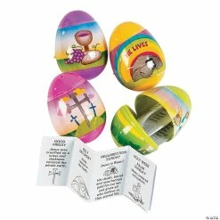 Promo ✔️ 2 1/2" Resurrection Story-Filled Plastic Easter Eggs - 12 Pc. ⌛