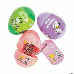 Flash Sale ✨ 2 1/2"Peanuts® Inspirational 🦮 Dog Tag Necklace-Filled Plastic Easter Eggs - 12 Pc. ⭐