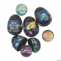 Outlet 😉 2 1/4" God’s Galaxy Bouncy Ball-Filled Plastic Easter Eggs - 12 Pc. 👏