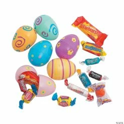 Cheapest ⌛ 2 1/4" Pastel Printed 🍬 Candy-Filled Plastic Easter Eggs - 24 Pc. 🔔