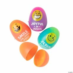 Wholesale ⭐ 2 1/4" Religious Smile Face Plastic Easter Eggs – 72 Pc. 👍