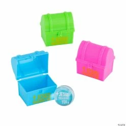 Deals ✨ 2 1/4" Religious Treasure Chest-Shaped Bouncy Ball-Filled Plastic Easter Eggs - 12 Pc. 🔥