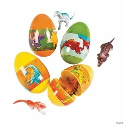 Wholesale 👏 3" Dinosaur Toy-Filled Plastic Easter Eggs - 12 Pc. 🎉