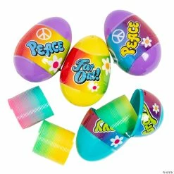 Cheap 🤩 3" Rainbow Magic Spring Toy-Filled Plastic Easter Eggs - 12 Pc. ✨