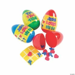 Best deal 👏 3" Religious Tic-Tac-Toe Game-Filled Plastic Easter Eggs - 12 Pc. 🎉