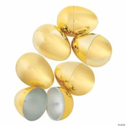 Coupon 🔥 4 1/2" Metallic Gold Plastic Easter Eggs - 6 Pc. ⌛