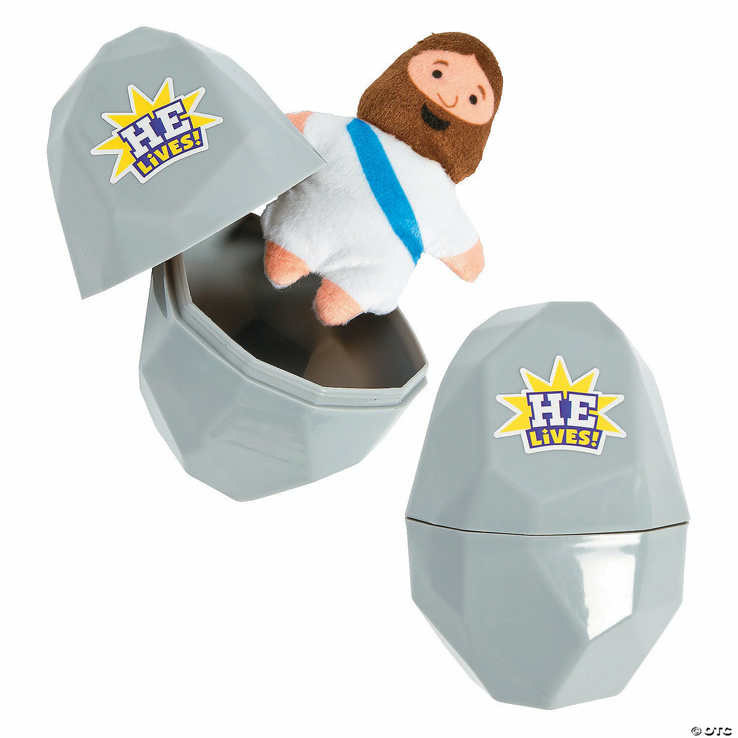 New 🤩 4" Religious Easter Egg Tomb with Stuffed Jesus Character - 24 Pc. 😍 1 New 🤩 4" Religious Easter Egg Tomb with Stuffed Jesus Character - 24 Pc. 😍