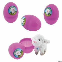 Cheap 🌟 4" Religious Easter Eggs with Mini White Stuffed Lamb - 12 Pc. 😀