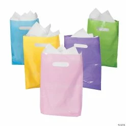 Wholesale 🔥 Solid Color Plastic Goody Bags - 50 Pc. 💯 -Easter Sales Store 8 1 2 x 12 plastic pastel goody bags 50 pc 13723573 a02
