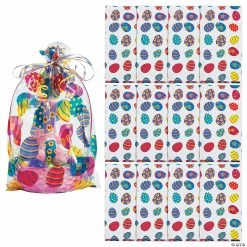 Wholesale 😉 9 3/4" x 6 1/4" x 17 3/4" Large Easter Basket Cellophane Bags - 12 Pc. 😀