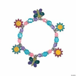 Hot Sale 🌟 Beaded Butterfly & Daisy Charm Bracelet Craft Kit - Makes 12 🌟