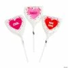Cheapest 😀 Confetti Heart-Shaped Conversation Heart Lollipops - 12 Pc. ✨