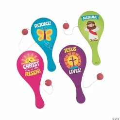 Wholesale ๐ Easter Inspirational Paddleball Games - 12 Pc. ๐