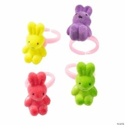 Cheapest ⭐ Flocked Bunny Rings - 12 Pc. 🎁