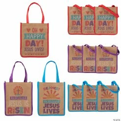 Best Pirce 👏 Large He Lives Craft Nonwoven Tote Bags - 12 Pc. 🎉
