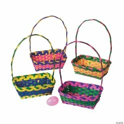 Cheapest ⌛ Multicolor Rectangular Easter Bamboo Baskets - 12 Pc. 😉