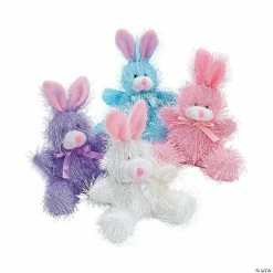 Top 10 🤩 Pastel Pink, Blue, Purple, White Furry Stuffed Bunnies - 12 Pc. 💯