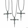 Cheap 🔥 Pewtertone Nail Cross Necklaces - 12 Pc. 😀