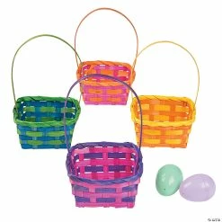 Cheapest 👍 Square Bamboo Multicolor Baskets - 12 Pc. 🎁